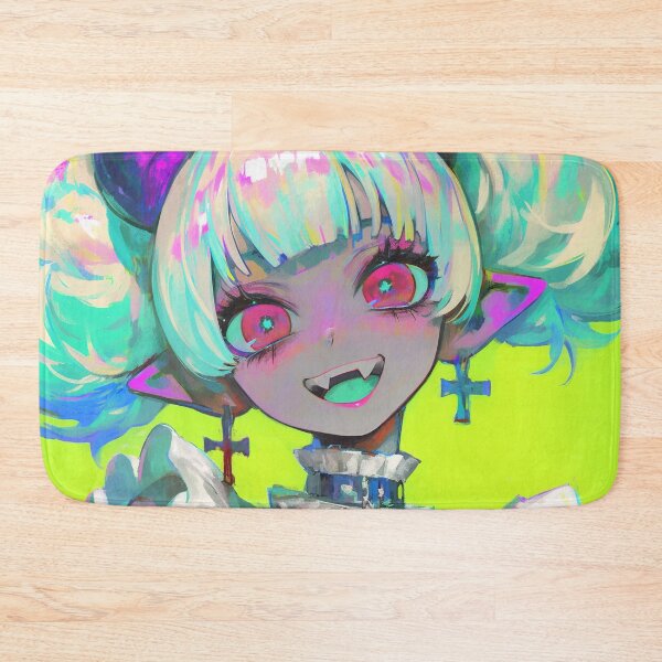 Item preview, Neon Kawaii Demon Girl Portrait designed and sold by bubblegoth.