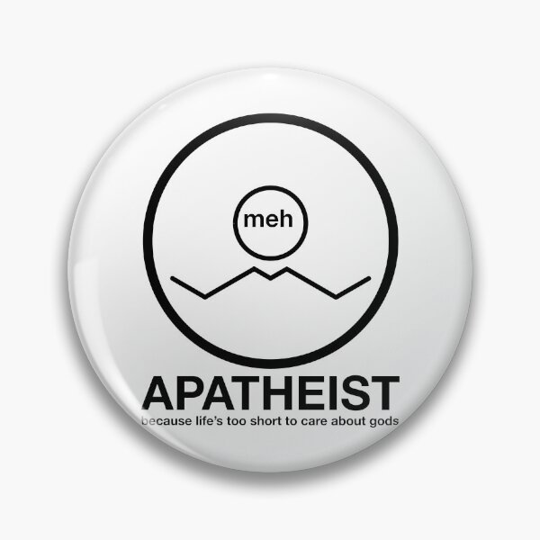 Item preview, Apatheist Meh Because Life's Too Short to Care About Gods Atheist Rationalist Symbol Black Text designed and sold by MathWare MathClips.