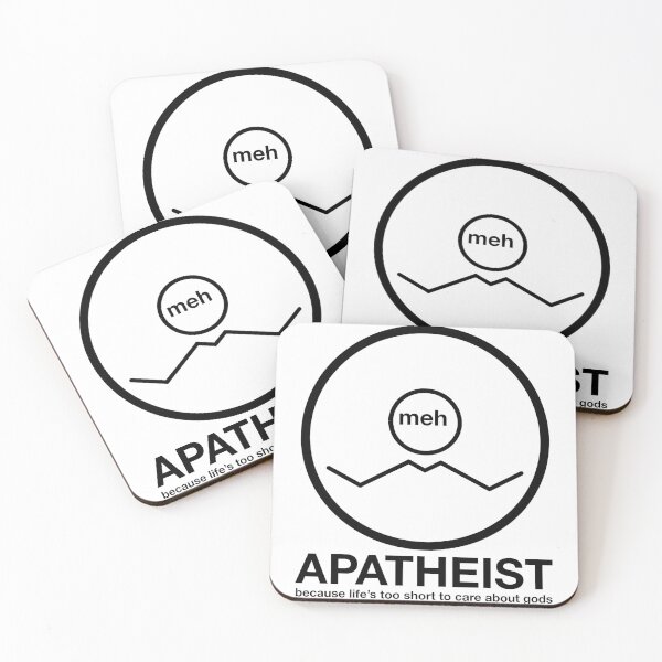 Item preview, Apatheist Meh Because Life's Too Short to Care About Gods Atheist Rationalist Symbol Black Text designed and sold by MathWare MathClips.