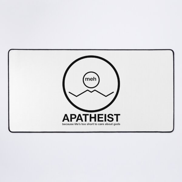 Item preview, Apatheist Meh Because Life's Too Short to Care About Gods Atheist Rationalist Symbol Black Text designed and sold by MathWare MathClips.