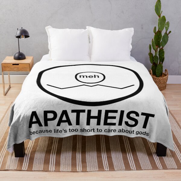 Item preview, Apatheist Meh Because Life's Too Short to Care About Gods Atheist Rationalist Symbol Black Text designed and sold by MathWare MathClips.