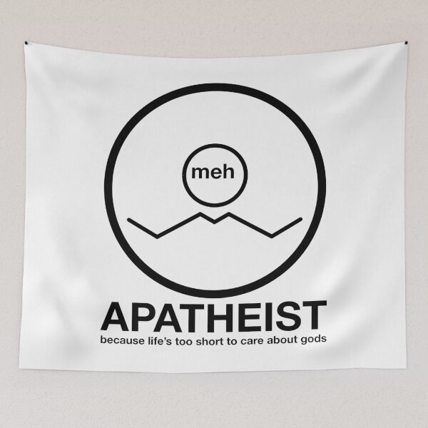 Item preview, Apatheist Meh Because Life's Too Short to Care About Gods Atheist Rationalist Symbol Black Text designed and sold by MathWare MathClips.