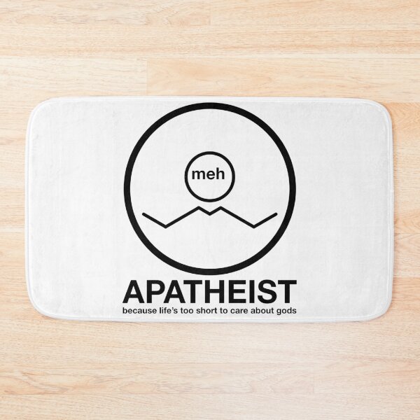 Item preview, Apatheist Meh Because Life's Too Short to Care About Gods Atheist Rationalist Symbol Black Text designed and sold by MathWare MathClips.