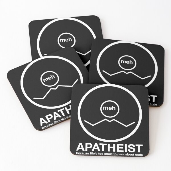 Item preview, Apatheist Meh Because Life's Too Short to Care About Gods Atheist Rationalist Symbol White Text designed and sold by MathWare MathClips.