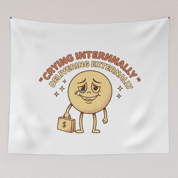 Item preview, Crying Internally Delivering Externally Retro Work Humor designed and sold by DIRTYSKETCHH.