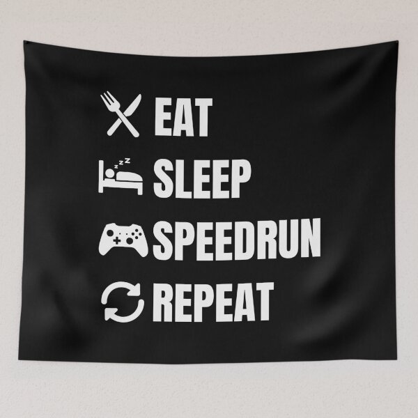 Item preview, Eat Sleep Speedrun Repeat – Bold Gamer Quote Layout designed and sold by PHRASEandSTYLE.