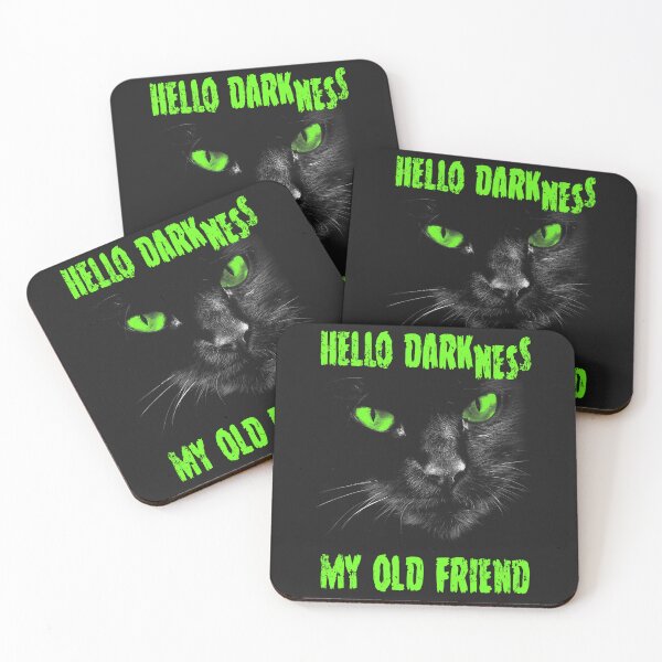 Item preview, Cat Hello Darkness My Old Friend Green Eyes designed and sold by ArleneRowe.