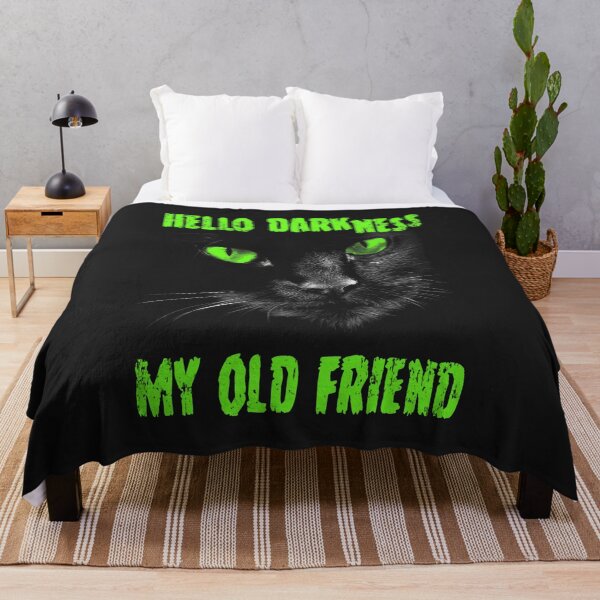 Item preview, Cat Hello Darkness My Old Friend Green Eyes designed and sold by ArleneRowe.