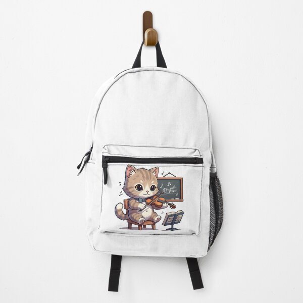 Item preview, school subject music A cute cartoon cat playing a violin in a classroom designed and sold by Uglyandcute.