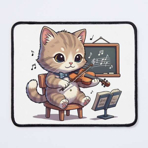 Item preview, school subject music A cute cartoon cat playing a violin in a classroom designed and sold by Uglyandcute.