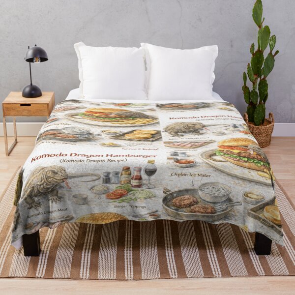 Item preview, Komodo Dragon Hamburger Recipe Shirt – Hand-Drawn Diagram Tee, Minimalist Food Illustration designed and sold by fishnsteve.