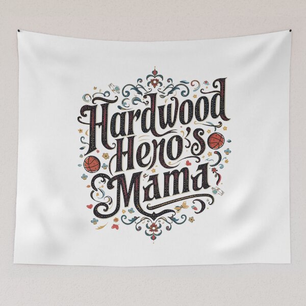Item preview, Hardwood Hero's Mama - Elegant Vintage Basketball Mom Typography designed and sold by CulDeSacCreate.