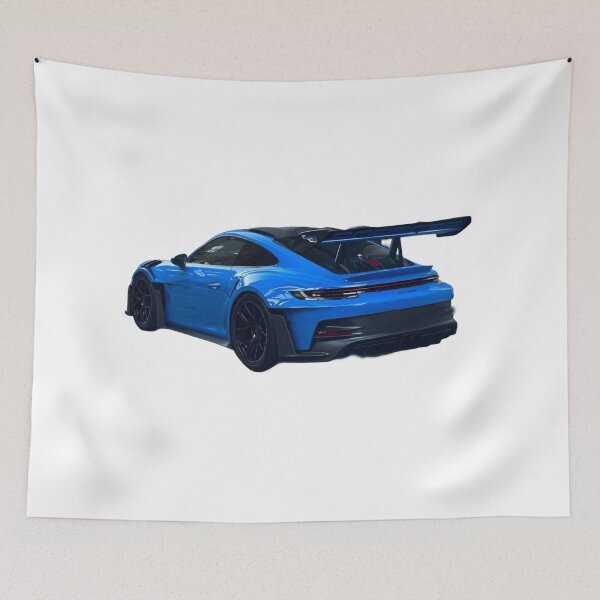 Item preview, Porsche blue sports car with rear wing sticker  designed and sold by Artuer69.