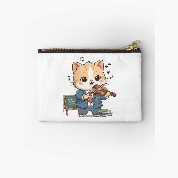 Item preview, school subject music A cute cartoon cat playing a violin in a classroom designed and sold by Uglyandcute.