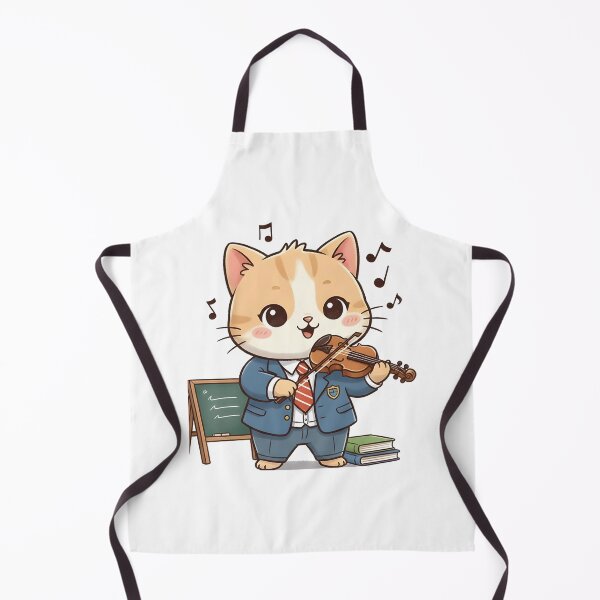 Item preview, school subject music A cute cartoon cat playing a violin in a classroom designed and sold by Uglyandcute.