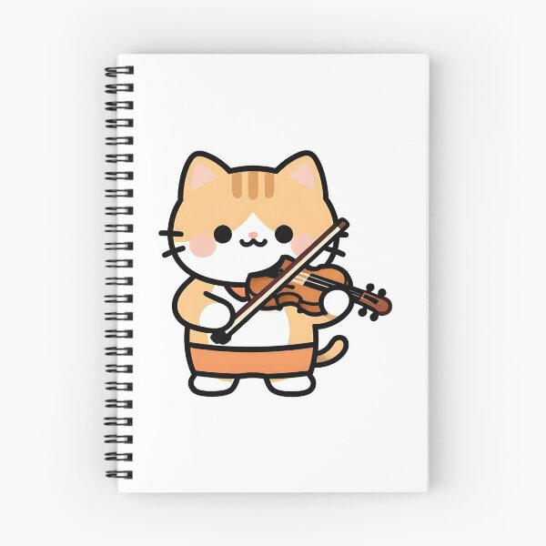 Item preview, school subject music A cute cartoon cat playing a violin in a classroom designed and sold by Uglyandcute.