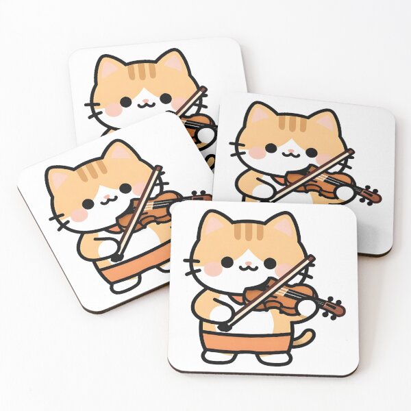 Item preview, school subject music A cute cartoon cat playing a violin in a classroom designed and sold by Uglyandcute.