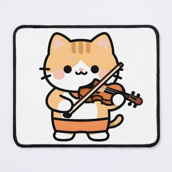 Item preview, school subject music A cute cartoon cat playing a violin in a classroom designed and sold by Uglyandcute.