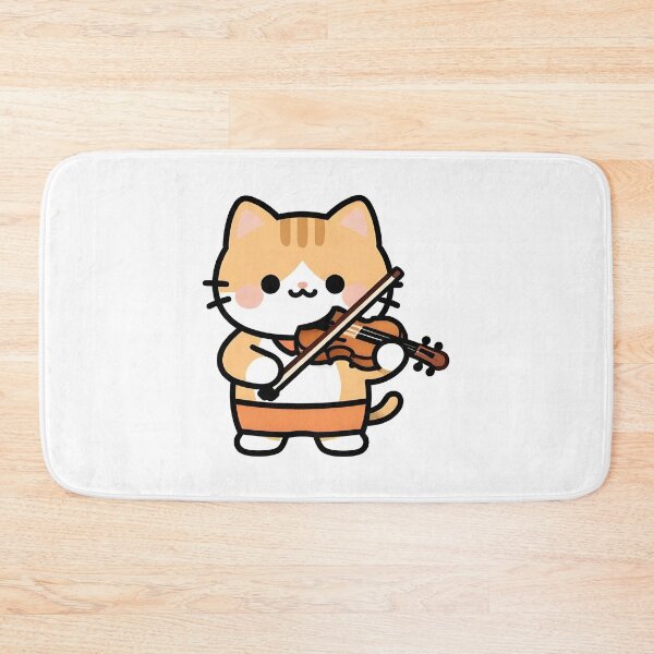 Item preview, school subject music A cute cartoon cat playing a violin in a classroom designed and sold by Uglyandcute.