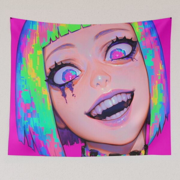 Item preview, Glitchcore Rainbow Anime Girl Portrait designed and sold by bubblegoth.