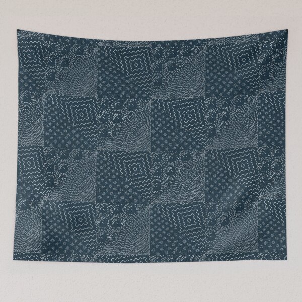 Item preview, Sashiko Stitch Japanese Visible Mended Fabric Print  designed and sold by LoveAlways-AEP.