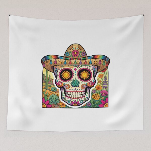 Item preview, Mexican Sugar Skull Hat Floral Art designed and sold by AliveStyle.