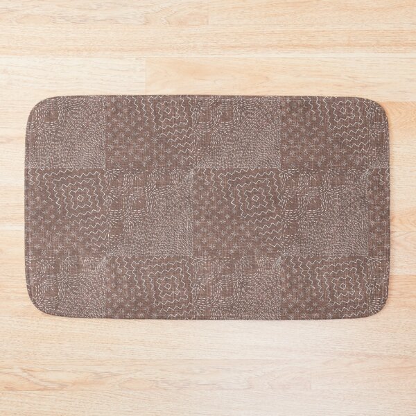 Item preview, Mocha Mousse Sashiko Stitch Japanese Visible Mended Fabric Print  designed and sold by LoveAlways-AEP.