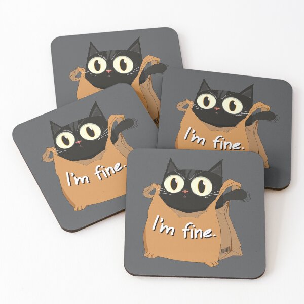 Item preview, Black cat "I'm Fine" : Cat in a bag series. designed and sold by inznap.