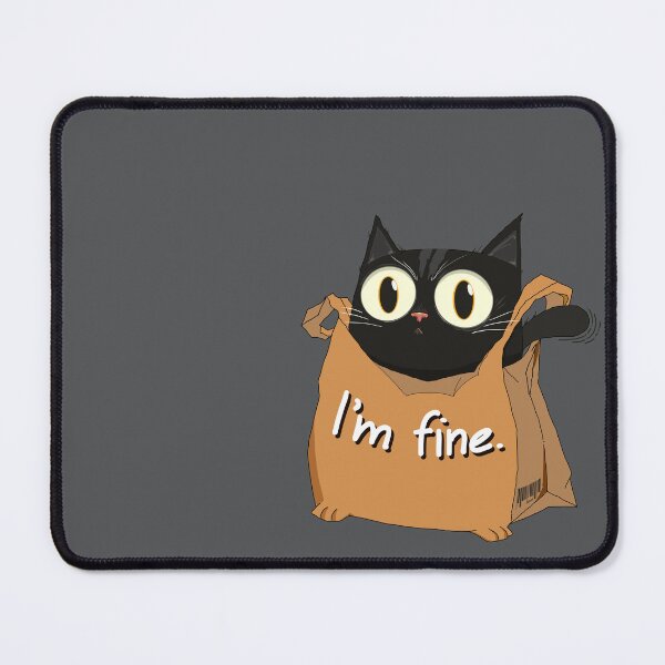 Item preview, Black cat "I'm Fine" : Cat in a bag series. designed and sold by inznap.