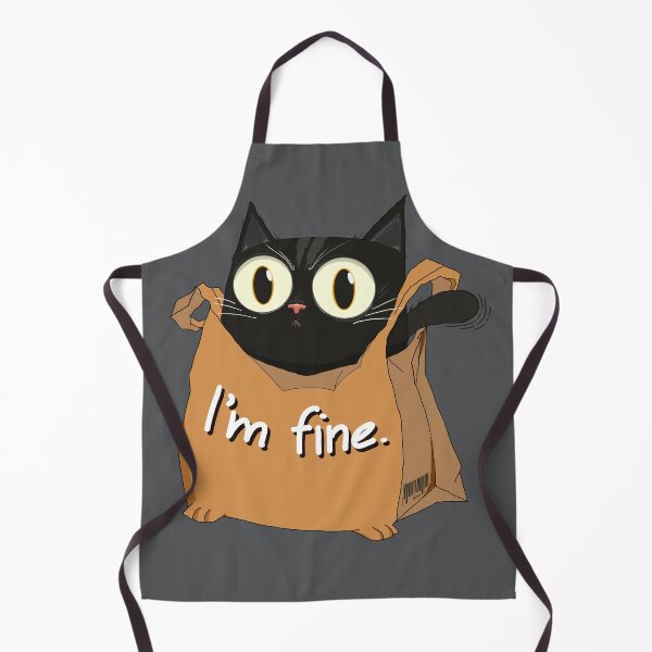 Item preview, Black cat "I'm Fine" : Cat in a bag series. designed and sold by inznap.