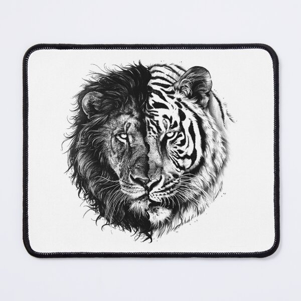 Item preview, Lion and Tiger Fusion – Dual Wild Power Ink Illustration designed and sold by inkoutninja.