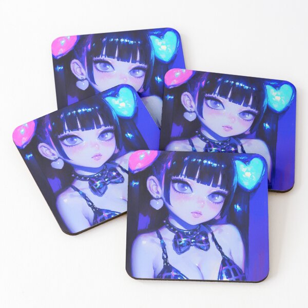 Aperçu de l'œuvre Pinces à cheveux en forme de cœur bleu néon pour e-girl créée et vendue par bubblegoth.