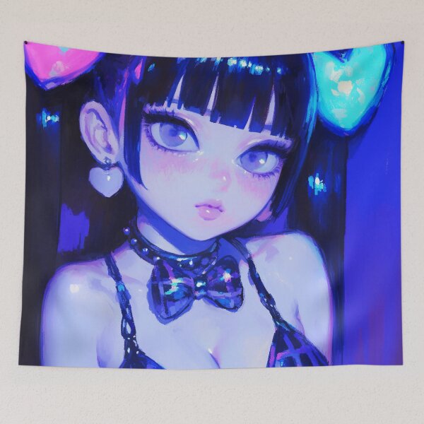 Item preview, Blue Neon Egirl Heart Clips designed and sold by bubblegoth.
