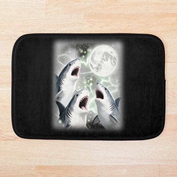 Item preview, Great White Shark Trio Under the Moon | Weird Ocean Humor Art designed and sold by bngfx.