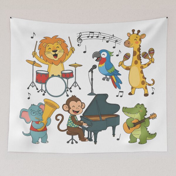 Item preview, school subject music A group of jungle animals in a music class, designed and sold by Uglyandcute.