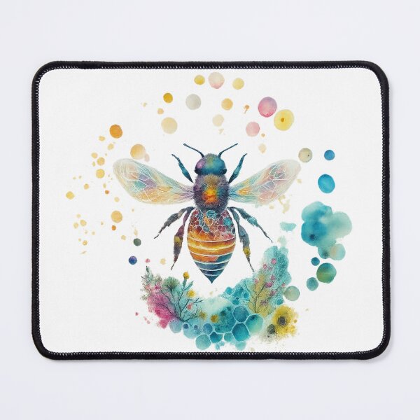 Item preview, Rainbow Bee Whimsical Botanical Art designed and sold by CottonandQuill.