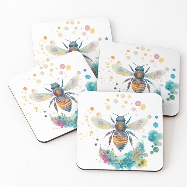 Item preview, Rainbow Bee Whimsical Botanical Art designed and sold by CottonandQuill.