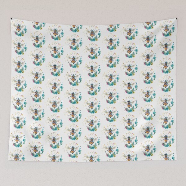 Item preview, Rainbow Bee Whimsical Botanical Art designed and sold by CottonandQuill.