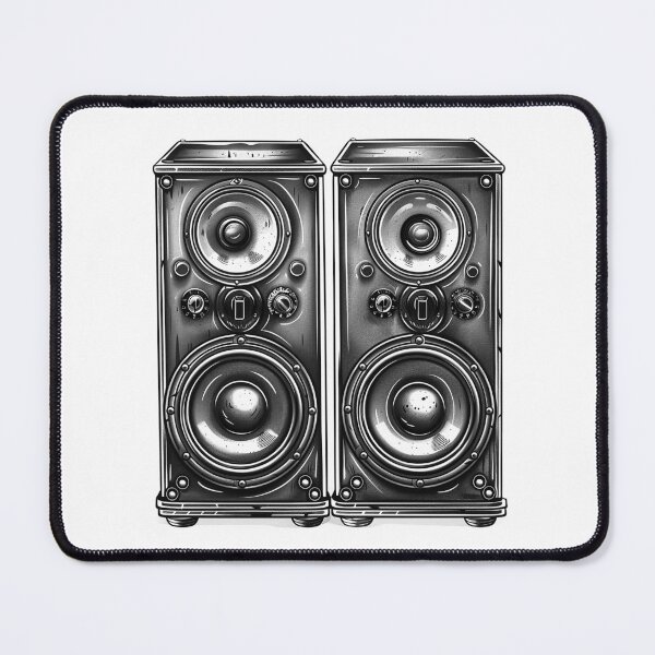 Item preview, Vintage Stereo Speakers – Retro Music Ink Illustration designed and sold by inkoutninja.