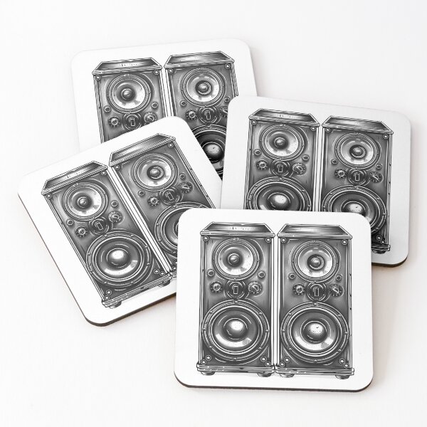 Item preview, Vintage Stereo Speakers – Retro Music Ink Illustration designed and sold by inkoutninja.