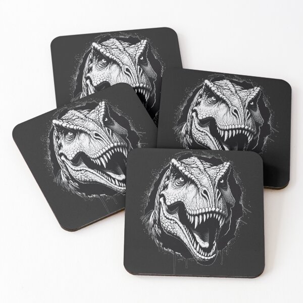 Item preview, Fierce T-Rex Head Black and White Illustration designed and sold by IvoryArtDesign.