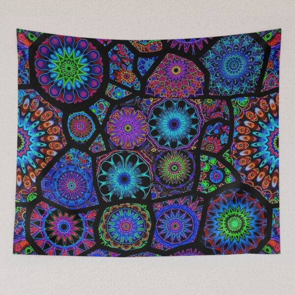Item preview, Neon Mandala Stained Glass designed and sold by Kaleidoscope Print.