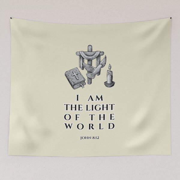 Item preview, John 8:12 Bible Verse Illustration Typography designed and sold by Clothed in Scripture.
