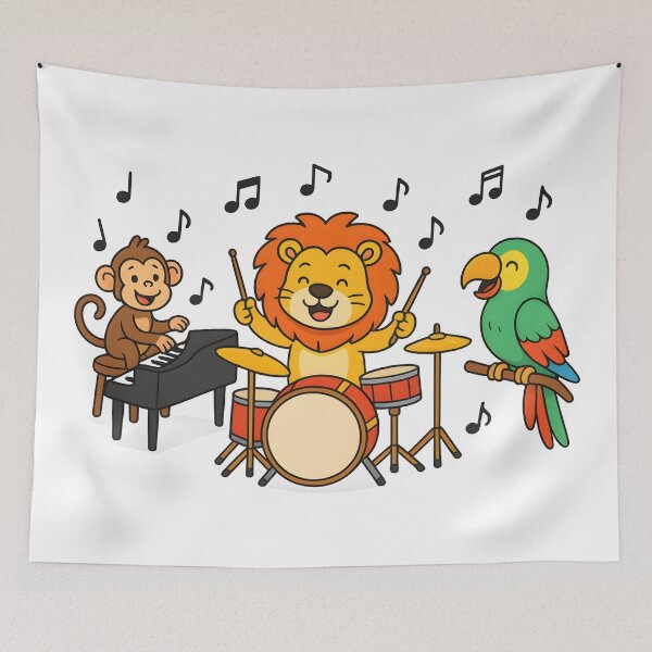 Item preview, school subject music A group of jungle animals in a music class, designed and sold by Uglyandcute.