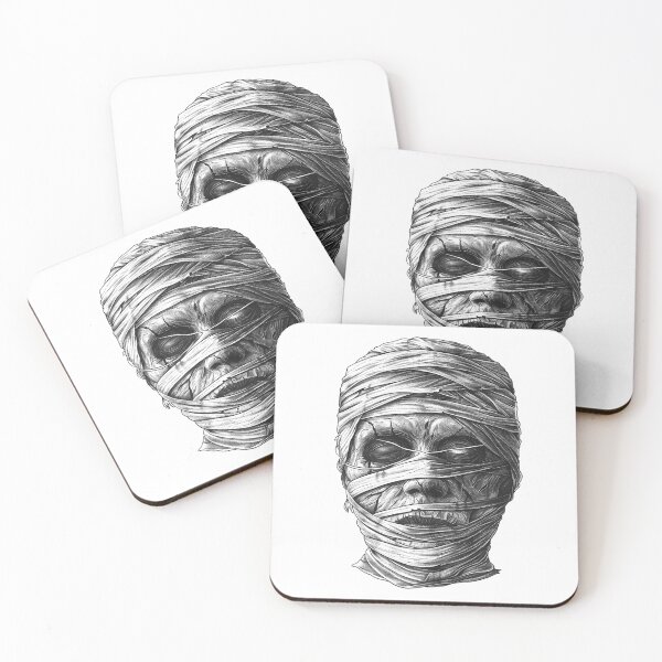 Item preview, Cursed Mummy Face – Horror Ink Illustration of the Undead designed and sold by inkoutninja.