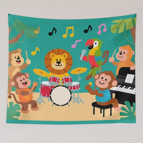 Item preview, school subject music A group of jungle animals in a music class, designed and sold by Uglyandcute.