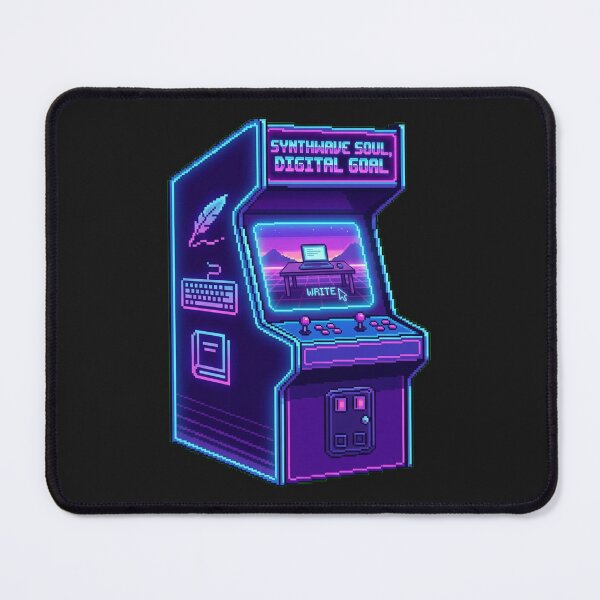 Item preview, Synthwave Soul, Digital Goal – Retro Neon Writer Arcade Machine designed and sold by Thaivi Design.
