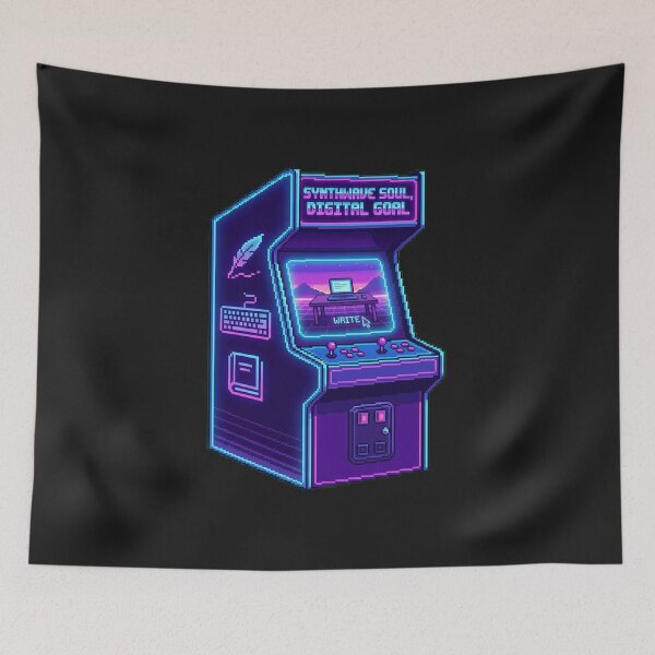 Item preview, Synthwave Soul, Digital Goal – Retro Neon Writer Arcade Machine designed and sold by Thaivi Design.