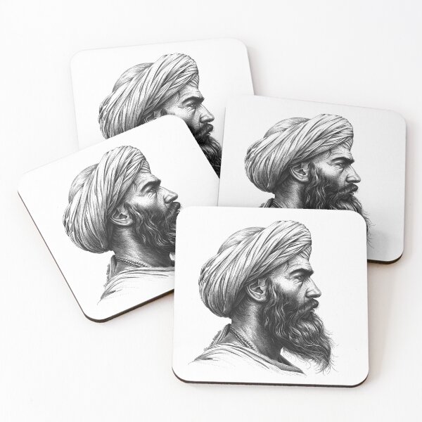 Item preview, Bearded Man in Turban – Classical Cultural Portrait Ink Drawing designed and sold by inkoutninja.