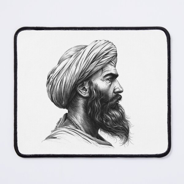 Item preview, Bearded Man in Turban – Classical Cultural Portrait Ink Drawing designed and sold by inkoutninja.